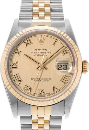 Rolex Pre-owned Rolex Datejust 36 Automatic Chronometer Gold Dial Mens Watch 16233 CRJ
