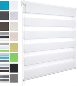 Woltu Estor Enrollable Opaco Doble Para Interiores Sin Taladrar Blanco 110x120 Cm - Woltu