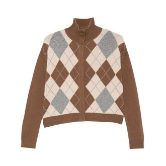 Max Mara Truien & Vesten, Dames, Veelkleurig, XS, Wol, Mstpacche Gebreide Cardigan met Hoge Hals