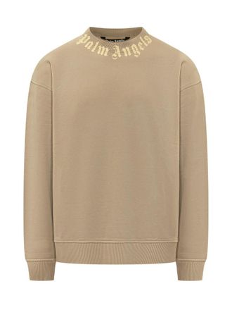 Palm Angels Beige Crew Neck Sweatshirt