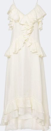 Xu Zhi Ruffled lace-trimmed silk-blend midi dress
