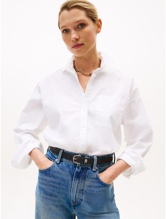 Tommy Hilfiger Womens Relaxed Fit Cotton Shirt - White - XXL