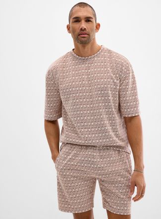 Le 31 Mens Two-tone jacquard T-shirt