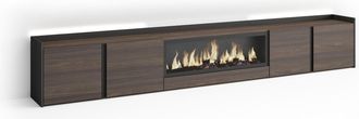 Skraut Home Skraut Home - Mueble Tv, Televisi&oacute;n, Muebles De Sal&oacute;n, Almacenaje, 315x35x50cm, Para Tv Hasta 80, Chimenea El&eacute;ctrica Xxl, Led, Estilo Moderno, Roble O
