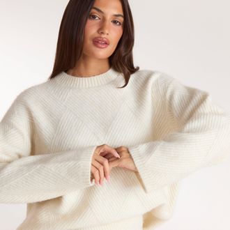 Lounge Jumper met diamantpatroon - Cr&egrave;me - XXL