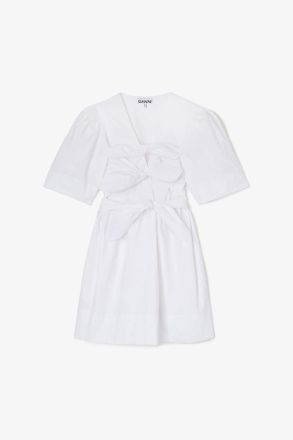 Ganni White Cotton Mini Dress - Size 34 Organic