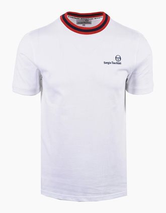 Sergio Tacchini Mens SERGIO TACCHINI RAINER FC T-SHIRT WHITE/MARITIME BLUE/ADRENELINE RED - Size: 38