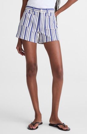 Madewell The Emmy Stripe Patch Pocket Shorts in Waterfall Stripe at Nordstrom, Size 26