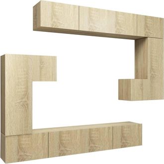 Berkfield Home 8 Piece TV Cabinet Set Sonoma Oak Engineered Wood in Light Tan