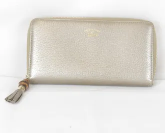 Gucci Gold White Leather Long Wallet (Bi-Fold) (Pre-Owned)