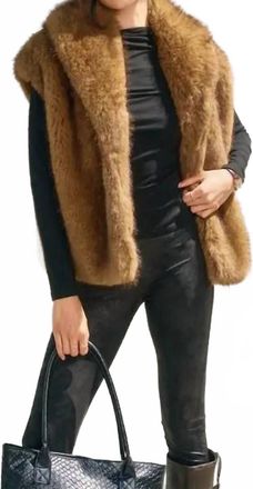 Dress Forum Snow Angel Collared Furry Vest In Light Brown