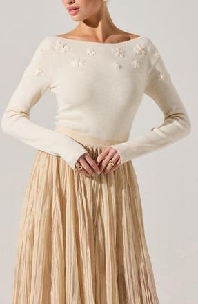 ASTR the Label Bluma Floral Embroidery Sweater in Ivory at Nordstrom Rack, Size Medium