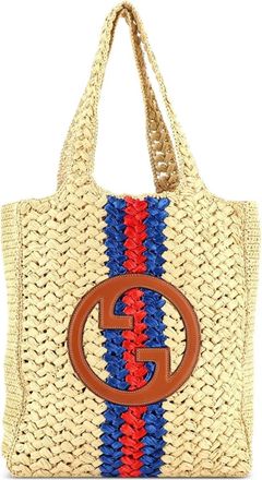 Gucci Blondie NM Open Raffia Small tote bag - Blu