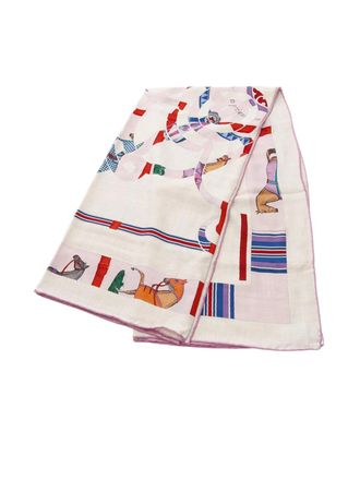 Herm&egrave;s 2000-2025 Eperon d Or et Tenues de Jour Cashmere Silk Shawl 140 scarves - Brown