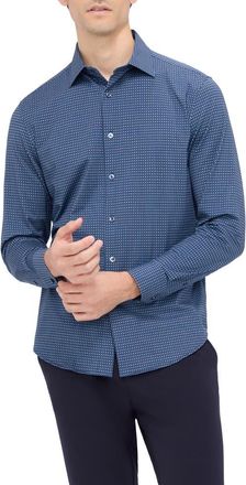 Bugatchi Jimmy OoohCotton Geo Print Button-Up Shirt in Navy at Nordstrom, Size Xxx-Large