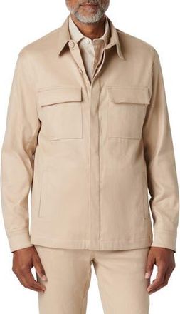 Bugatchi Linen & Cotton Button-Up Shirt Jacket in Beige at Nordstrom Rack, Size X-Large