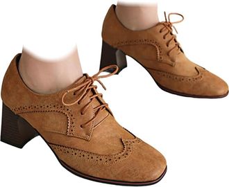 Generic Oktoberfest Dirndl Shoes Bavarian Retro Thick Heels Shoes Womens Brogue Vintage Square Toe Dance Footwear Traditional German Beer Festival Celebration