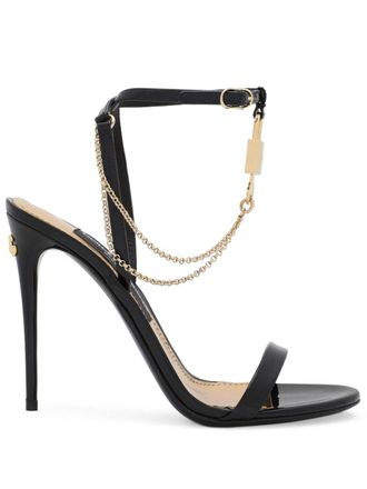 Dolce & Gabbana 105mm Keira chain-link sandals - women - Calf Leather/Calf Leather/Calf Leather - 38.5 - Black