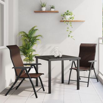 Berkfield Home 3 Piece Garden Dining Set Brown Poly Rattan