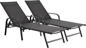 Habitat & Jardin Juego de 2 tumbonas gris 193 x 59 x 45 cm