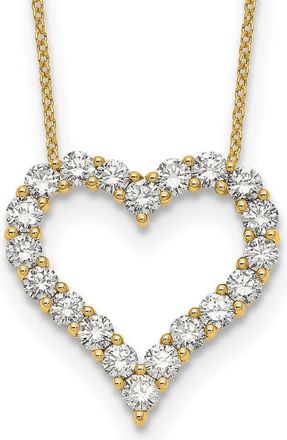 Diamond2Deal 14k Gold 2 Ct Lab Grown Diamond Open Heart Pendant Necklace 18