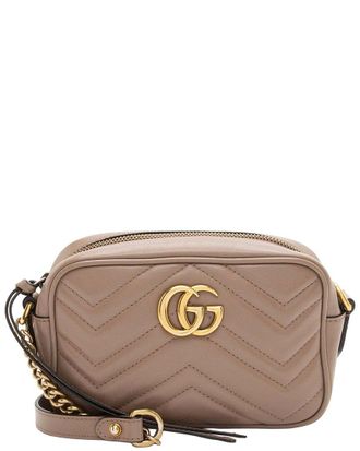 Gucci Beige Matelasse Leather Gg Marmont Mini Camera Bag (Authentic Pre-Loved)