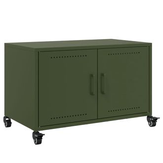 vidaXL Vidaxl - Mueble De Tv De Acero Verde Oliva 68x39x43,5 Cm