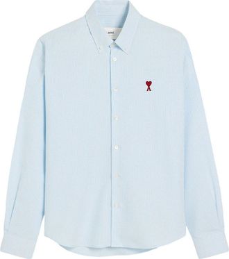 Ami Classic Shirt Button Down Collar With Embroidered Ami de Coeur