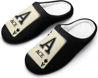 Generic A.C.E. Card Spades A Slippers Men Winter Warm Cotton Anti-Slip Indoor Slip-Ons House Shoes