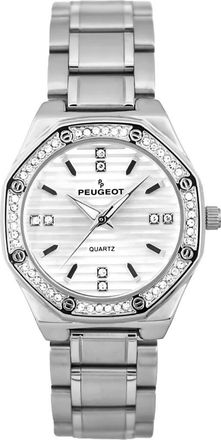 Peugeot Hexagonal crystal bezel bracelet watch- 32MM in Silver at Nordstrom