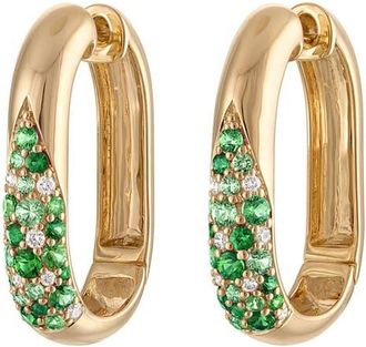 Eden Presley Glitter Elongated Huggie Hoop Earrings in Yellow Gold at Nordstrom