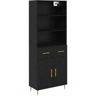 vidaXL Highboard Black Oak 69.5 x 34 x 180 cm Engineered Wood vidaXL