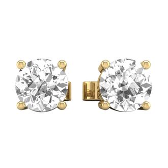 Diamond2Deal 14k Gold 0.25Ct Round Lab Grown Diamond Solitaire Stud Earrings