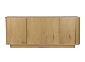 Mathi Design Aparador alto de madera con tapa de m&aacute;rmol