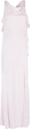 Rotate Pink Maxi Waterfall Back-Tie Patterned Polyester Maxi Dress