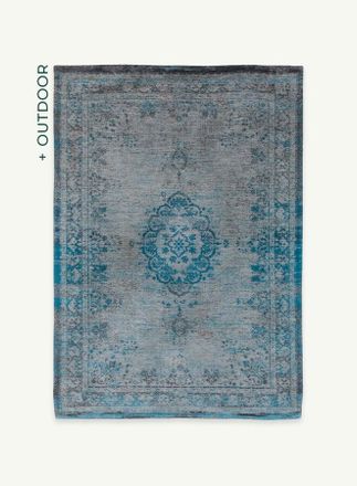 Louis De Poortere Dise&ntilde;o Medall&oacute;n - Alfombra Medall&oacute;n Del Mundo Desvanecido - Hecha En B&eacute;lgica - Acabado A Mano - Antideslizante Natural - 100% Algod&oacute;n - Gris Turquesa 