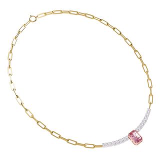 Diamond2Deal 18k Vermeil Plated 4.5 Ct Radiant Cut Pink & White Lab Grown Diamond Pendant Necklace 18 VVS2