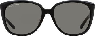 Balenciaga BB0175SA Alternative Fit Square Sunglasses - Black