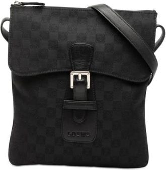 Loewe Pre-owned Canvas Shoulder Bag - Dames - Vintage Schoudertas - Zwart - ONE Size - Leer - Vintage