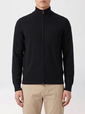 HUGO BOSS Slim Fit Virgin Wool Turtleneck Cardigan with Zip Closure