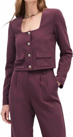 Favorite Daughter Laura Cropped Jacket In Burgundy Dahlia