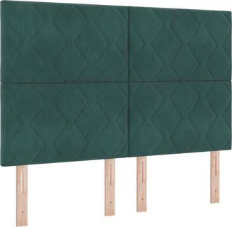 vidaXL Box Spring Bed with Mattress Dark green 140 x 200 cm Velvet vidaXL