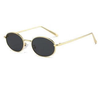 Generic Metal Sunglasses For Men And Women Small Frame Commuter Driving Sun Glasses(Gold)
