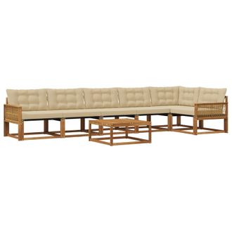 vidaXL Conjunto De Sof&aacute;s De Exterior Con Coj&iacute;n 7 Pcs Natural Y Beige Vidaxl