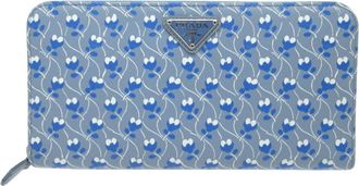 Prada Blue Leather Long Wallet (Bi-Fold) (Pre-Owned)