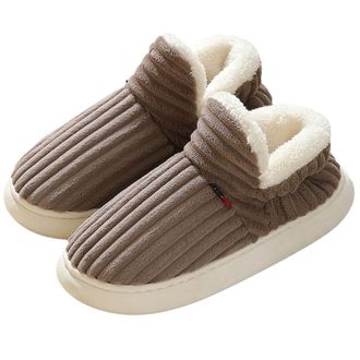 Generic The Cozy & Stylish Slipper, Slipper Booties for Women Men, Warm Plush House Slippers Thick Sole Anti-Skid Slides (Brown,Large)