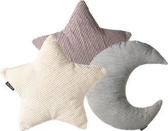 Beliani Set of 3 Scatter Cushions Multicolour Corduroy Kids Pillows 35 x 30 cm 35 x 35 cm Decoration Accessory Kids Room LUNA