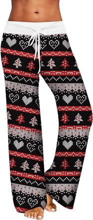 Generic Womens Christmas Pyjama Bottoms, Long Pyjama Bottoms with Drawstring, Christmas Pyjama Bottoms with Funny Pattern, Stretch Christmas Pyjama Bottoms, S