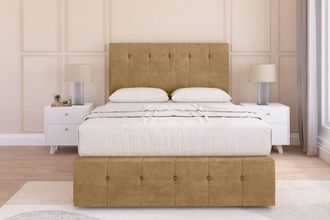 Sloomy Cambridge Plush Divan Set 2 Drawers - 54 Headboard-12 Footboard in Bronze | Size: Super King