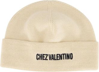 Valentino Garavani Chez Valentino Beanie - Heren - Hoeden - Beige - ONE Size - Wol - Accessoires